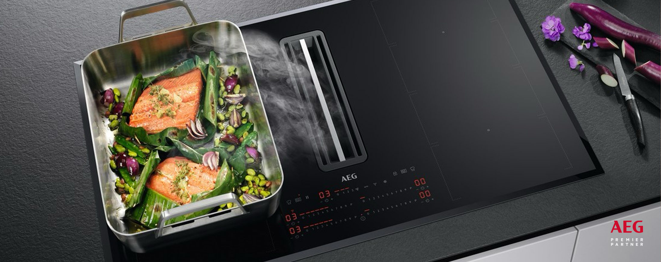 AEG  XCD6847AS – Induktionskochfeld mit integriertem Dunstabzug