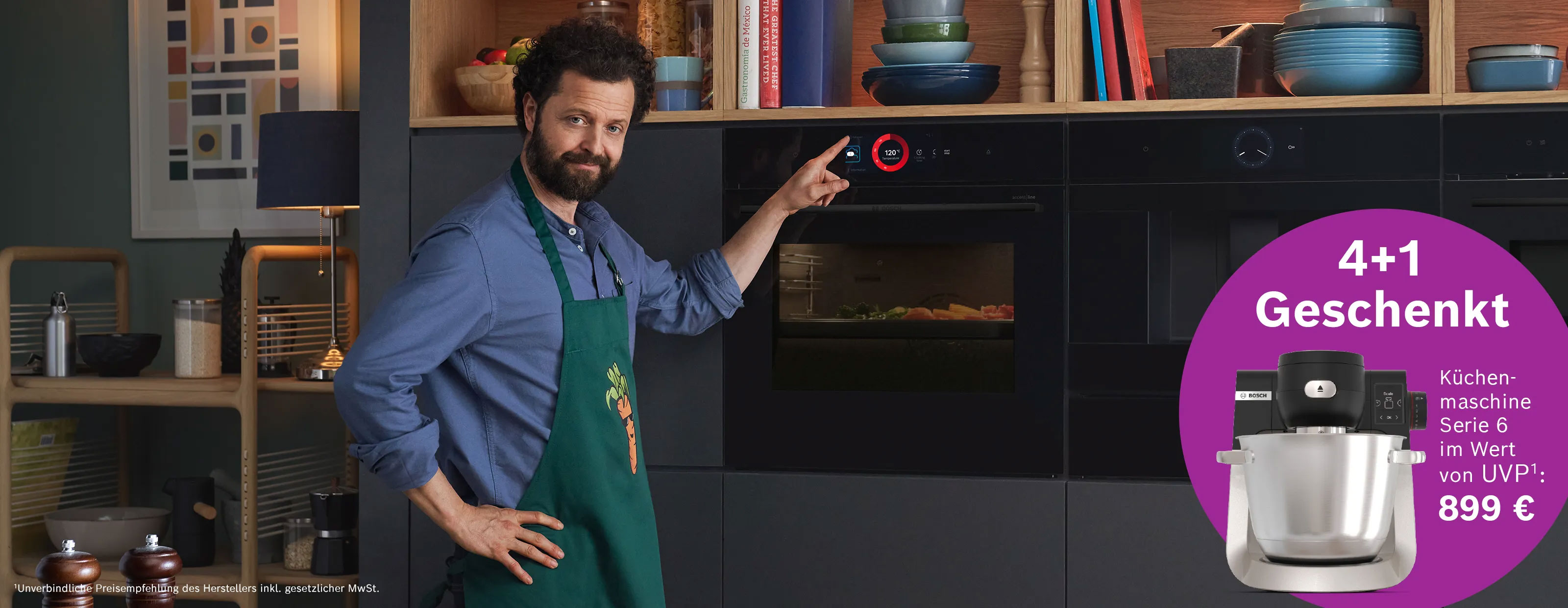 Vier Bosch accent line Einbaugeräte kaufen und Premium-Küchenmaschine sichern